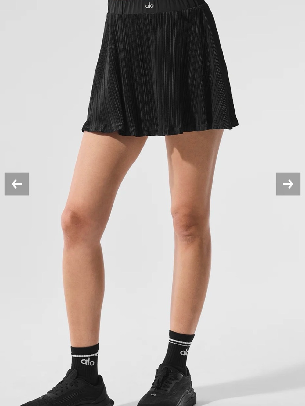 ALO Yoga Black Pleated Skater Skirt